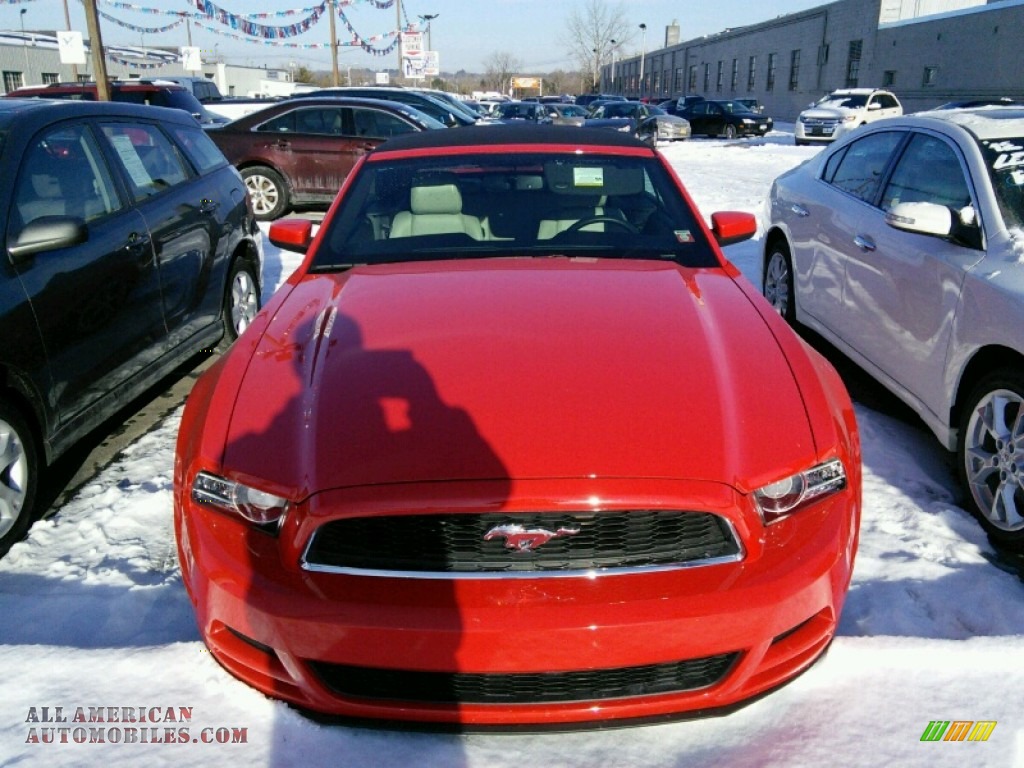 2014 Mustang V6 Premium Convertible - Race Red / Medium Stone photo #2