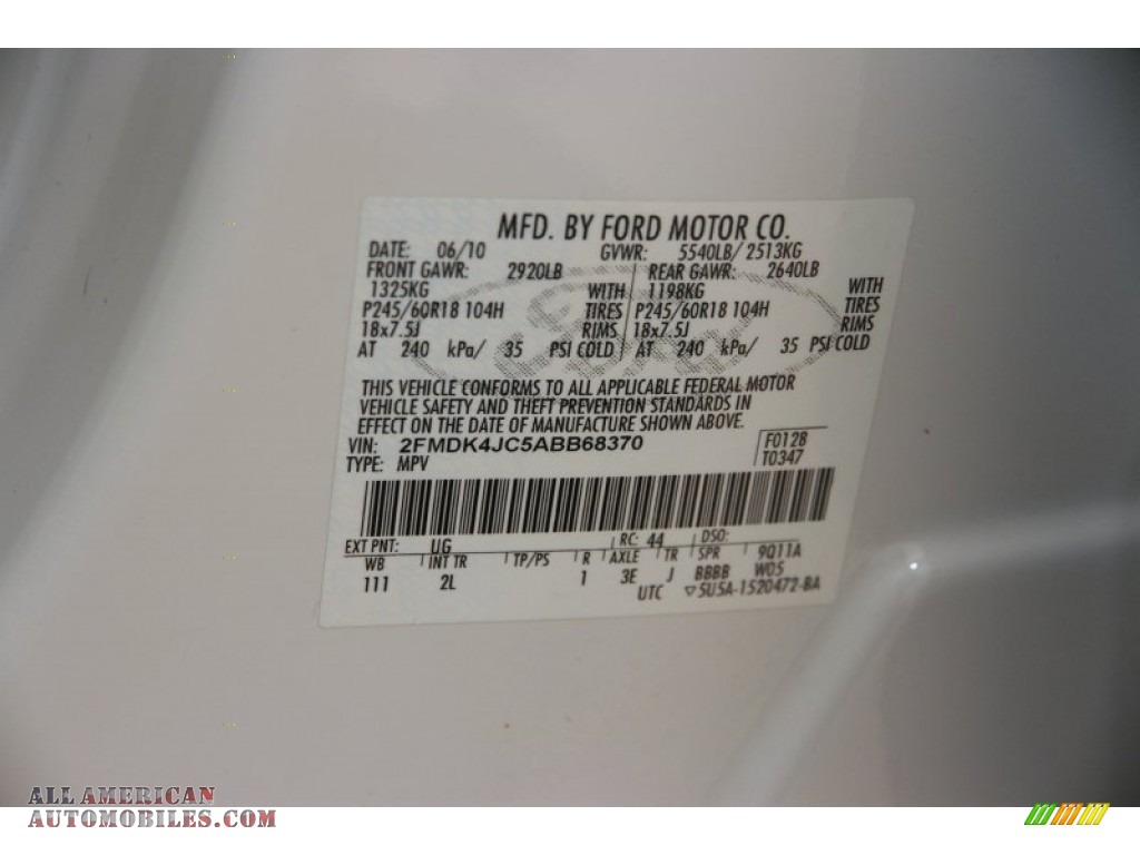 2010 Edge SEL AWD - White Platinum Tri-Coat / Medium Light Stone photo #15