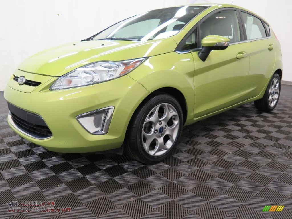 2013 Fiesta Titanium Hatchback - Lime Squeeze / Charcoal Black Leather photo #3