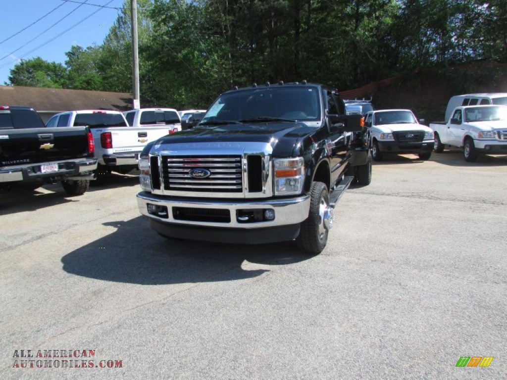 2009 F350 Super Duty Lariat Crew Cab 4x4 Dually - Black Clearcoat / Camel photo #1