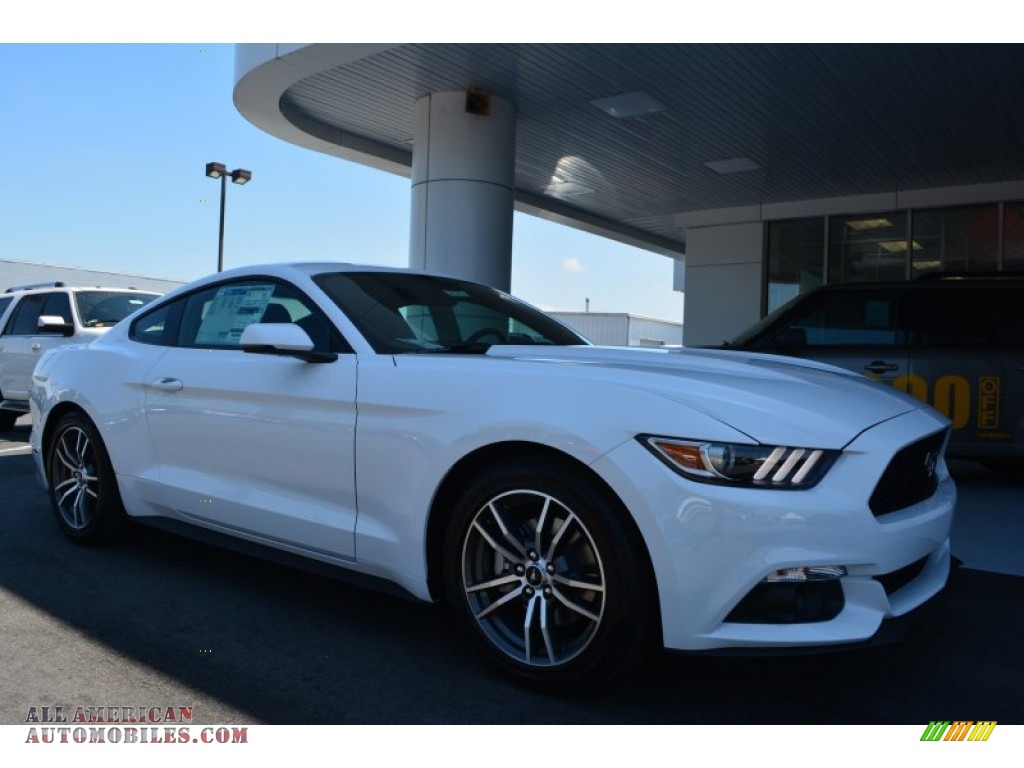 Oxford White / Dark Saddle Ford Mustang EcoBoost Coupe