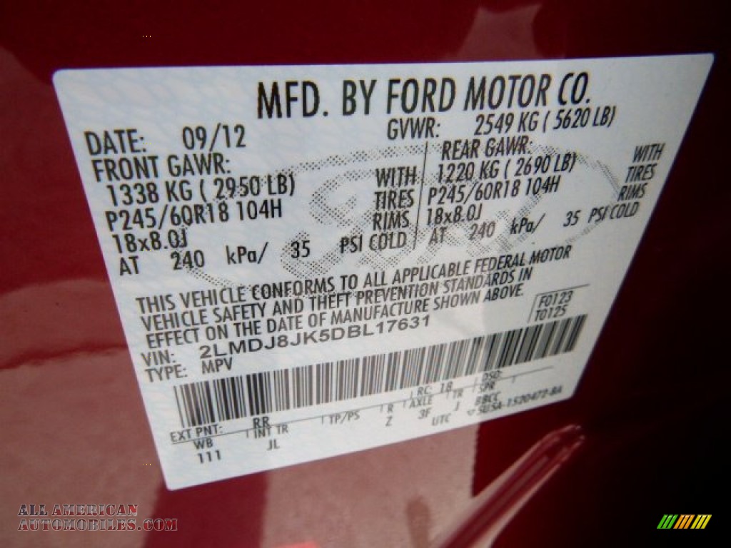 2013 MKX AWD - Ruby Red Tinted Tri-Coat / Medium Light Stone photo #24