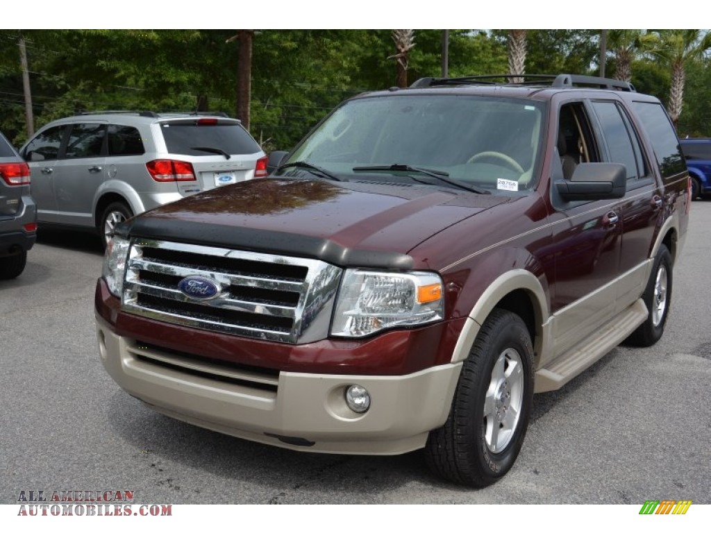 2009 Expedition Eddie Bauer - Royal Red Metallic / Charcoal Black Leather/Camel photo #2