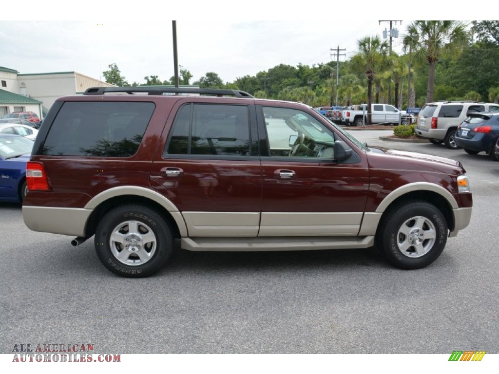 2009 Expedition Eddie Bauer - Royal Red Metallic / Charcoal Black Leather/Camel photo #4