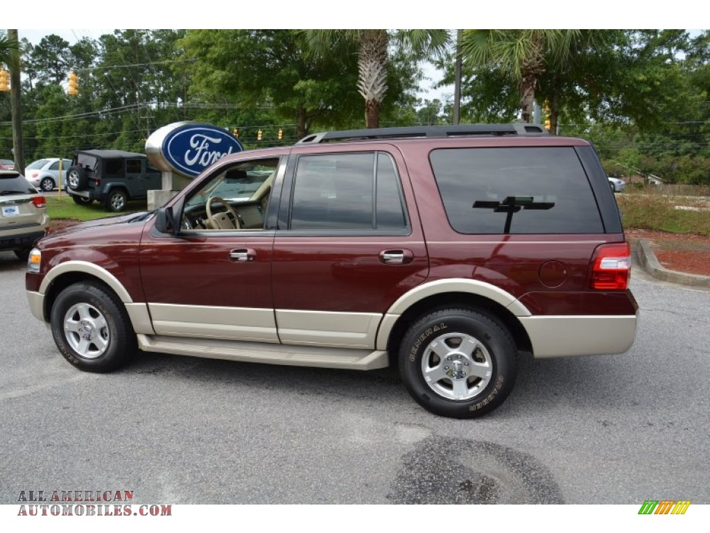 2009 Expedition Eddie Bauer - Royal Red Metallic / Charcoal Black Leather/Camel photo #8