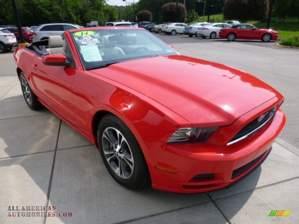 2014 Mustang V6 Premium Convertible - Race Red / Medium Stone photo #7