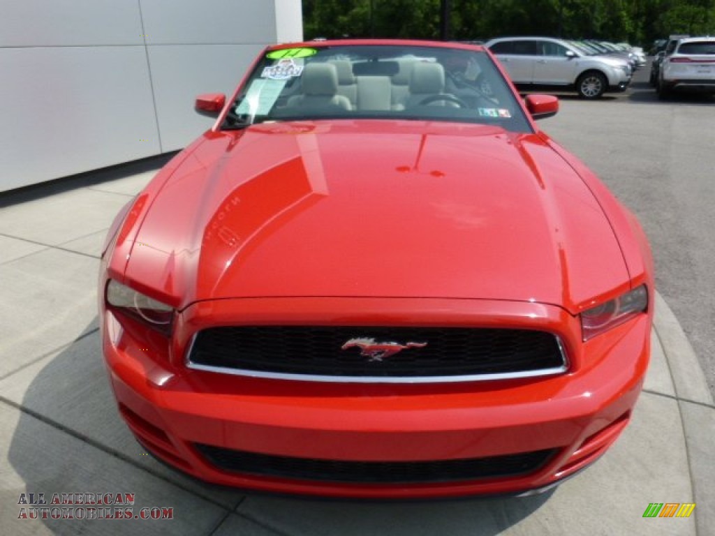 2014 Mustang V6 Premium Convertible - Race Red / Medium Stone photo #8
