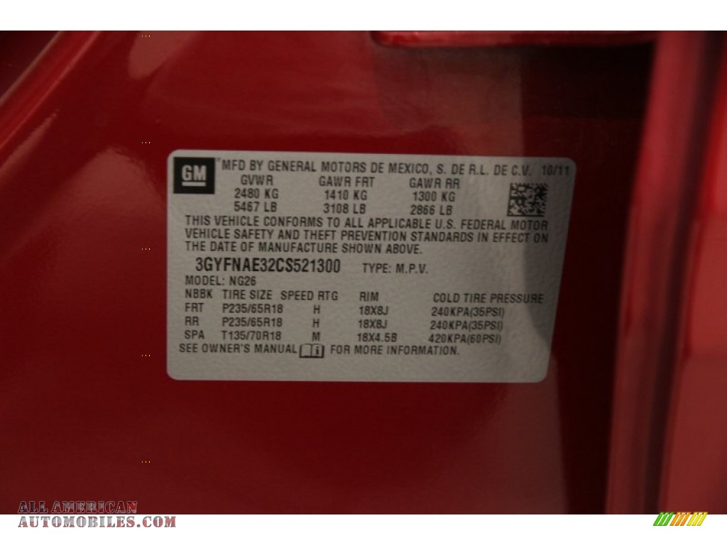 2012 SRX Luxury - Crystal Red Tintcoat / Shale/Brownstone photo #16