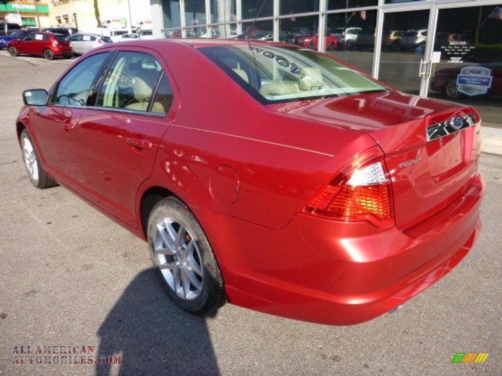 2012 Fusion SEL V6 - Red Candy Metallic / Camel photo #8