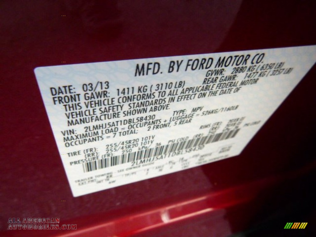 2013 MKT EcoBoost AWD - Ruby Red / Charcoal Black photo #24