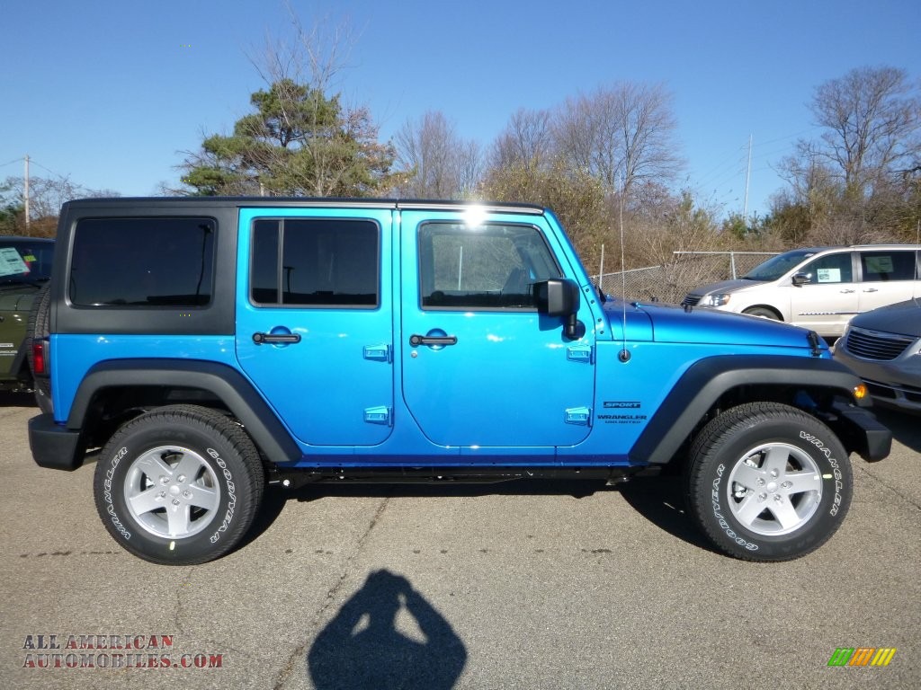 2016 Jeep Wrangler Unlimited Sport 4x4 in Hydro Blue Pearl photo #9
