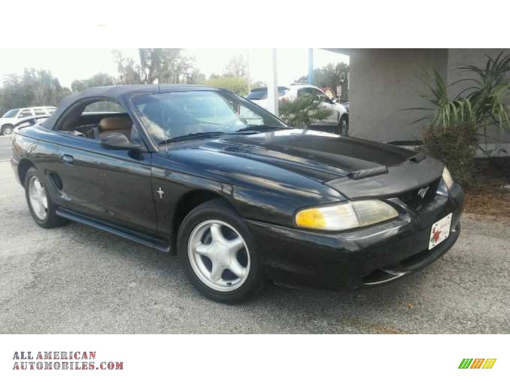 1998 Mustang V6 Convertible - Black / Saddle photo #1