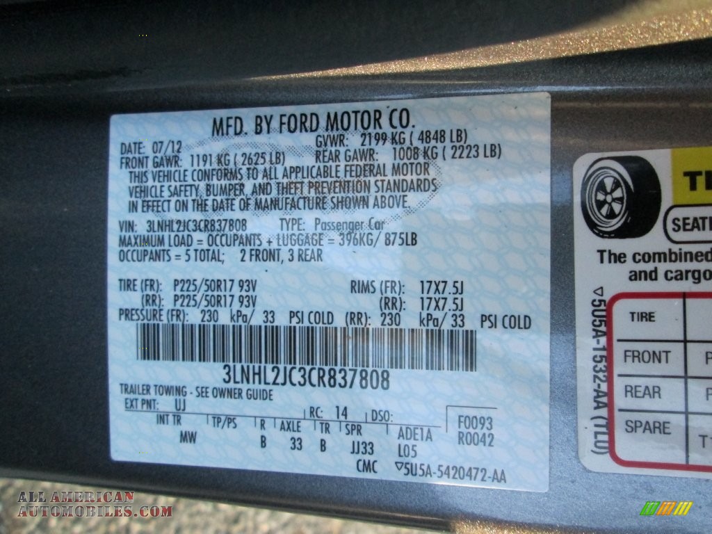 2012 MKZ AWD - Sterling Gray Metallic / Dark Charcoal photo #29