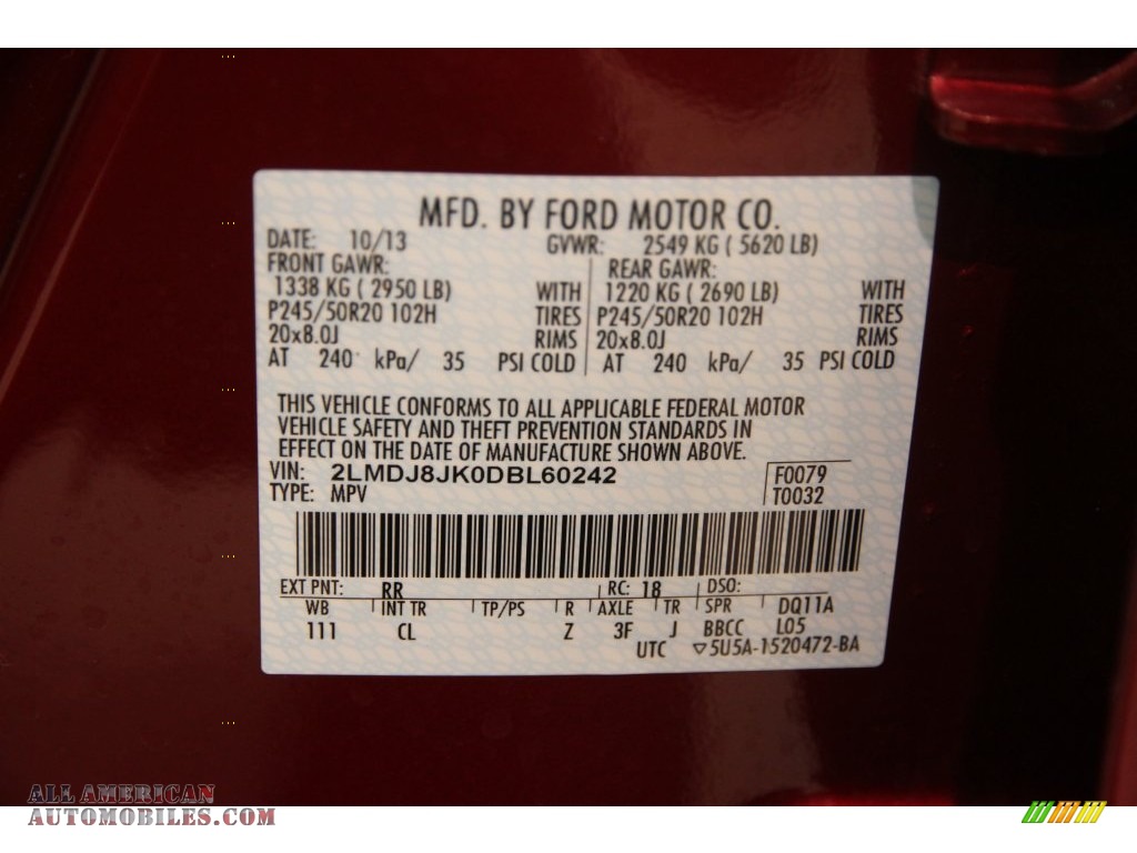 2013 MKX AWD - Ruby Red Tinted Tri-Coat / Medium Light Stone photo #17