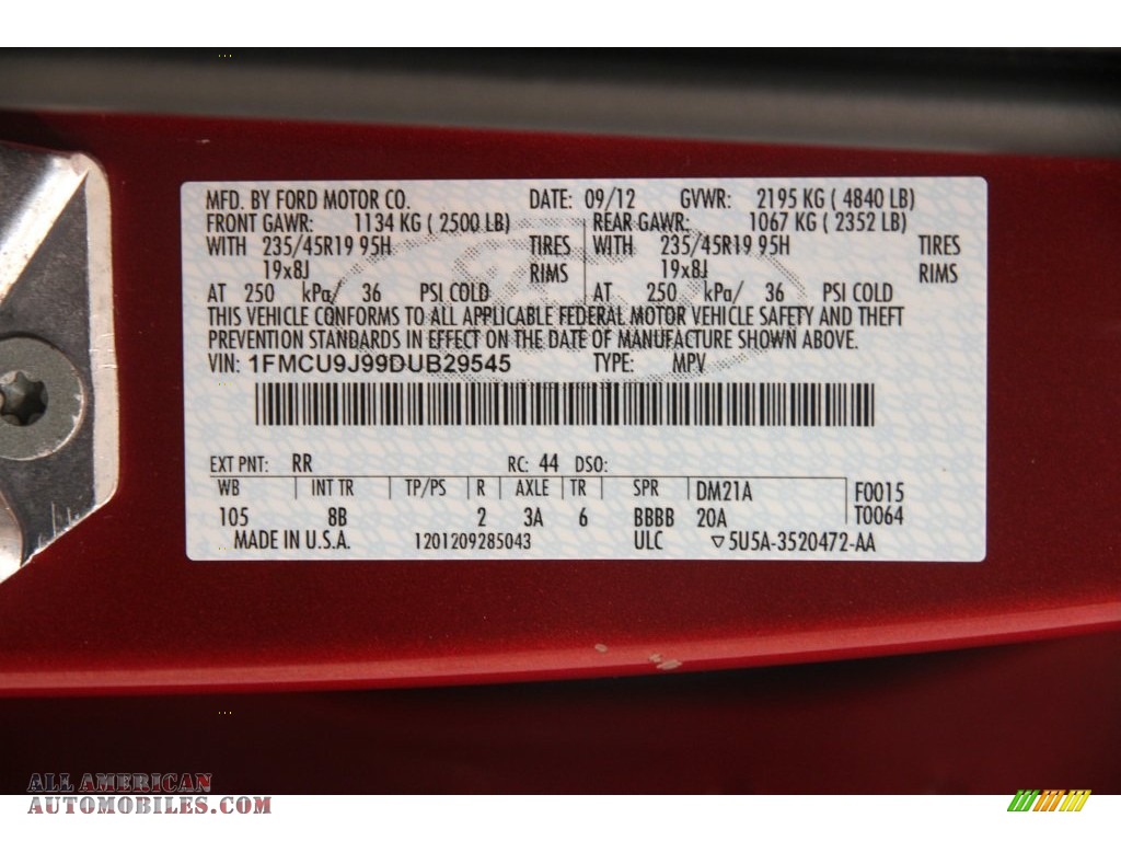 2013 Escape Titanium 2.0L EcoBoost 4WD - Ruby Red Metallic / Charcoal Black photo #20