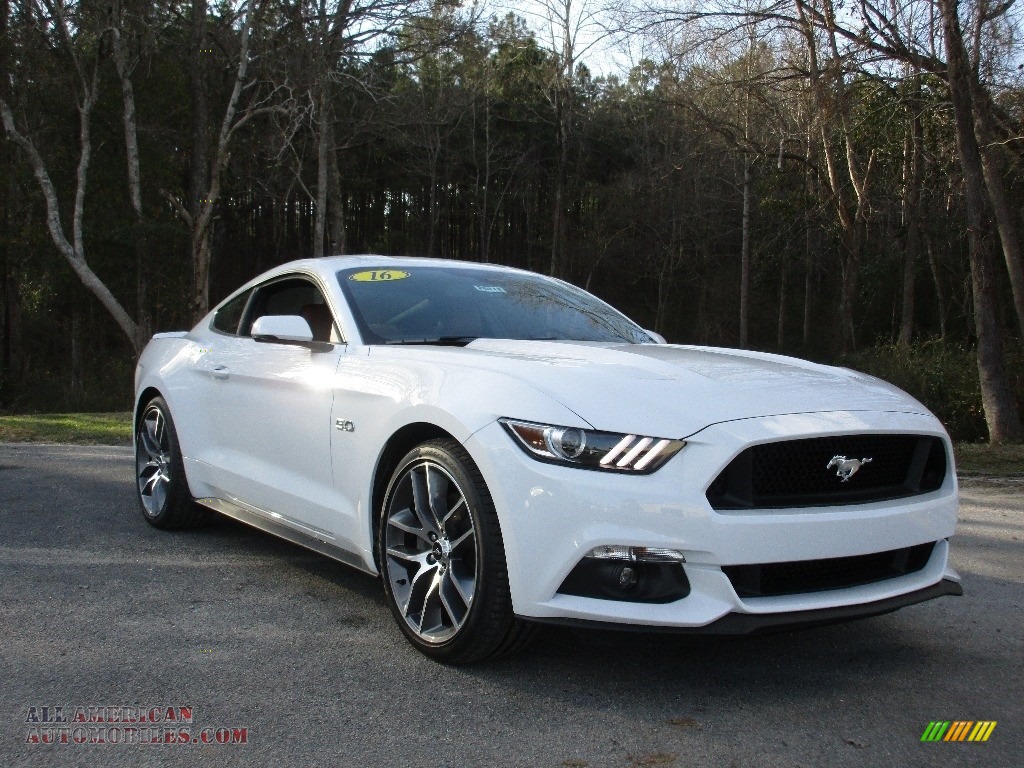 Oxford White / Dark Saddle Ford Mustang GT Premium Coupe