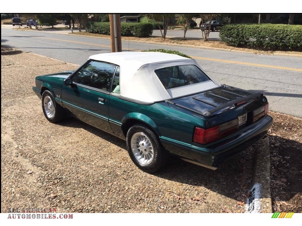 1990 Mustang LX 5.0 Convertible - Deep Emerald Green Metallic / White/Titanium photo #4