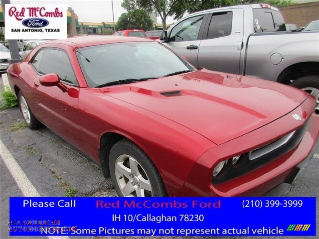 Inferno Red Crystal Pearl / Dark Slate Gray Dodge Challenger SE