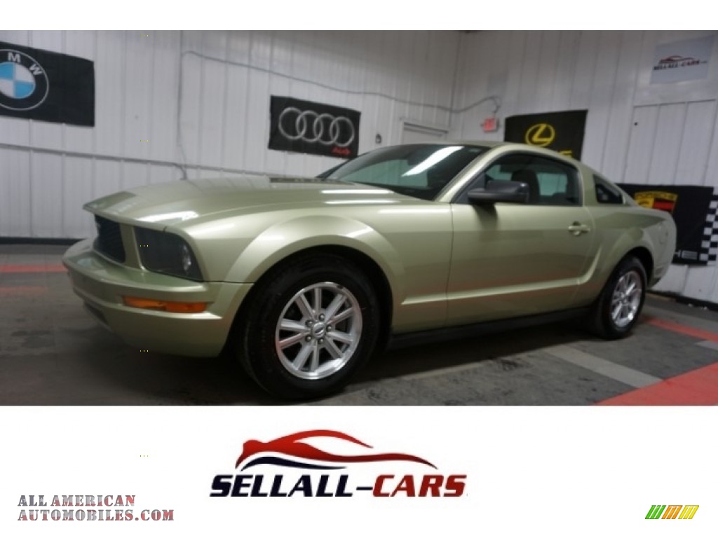 2006 Mustang V6 Premium Coupe - Legend Lime Metallic / Red/Dark Charcoal photo #1