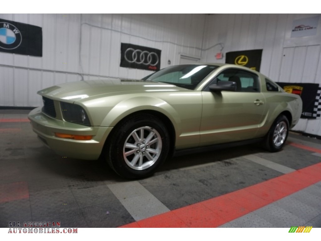 2006 Mustang V6 Premium Coupe - Legend Lime Metallic / Red/Dark Charcoal photo #2