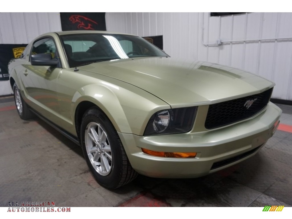 2006 Mustang V6 Premium Coupe - Legend Lime Metallic / Red/Dark Charcoal photo #5