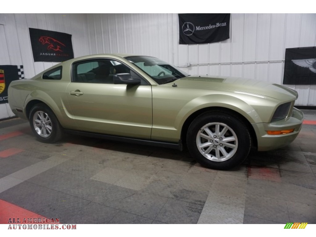 2006 Mustang V6 Premium Coupe - Legend Lime Metallic / Red/Dark Charcoal photo #6