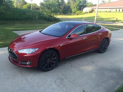 Red Multi-Coat 2014 Tesla Model S P85D Performance