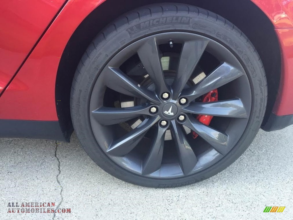 2014 Model S P85D Performance - Red Multi-Coat / Black photo #15