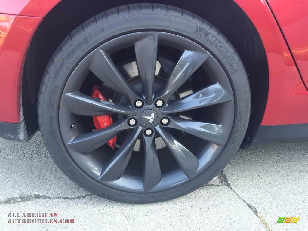 2014 Model S P85D Performance - Red Multi-Coat / Black photo #16