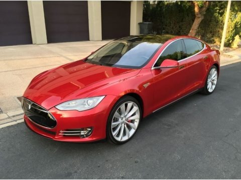 Red Multi-Coat 2014 Tesla Model S P85D Performance