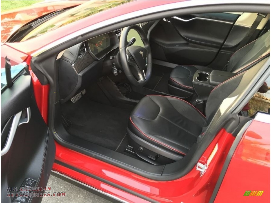 2014 Model S P85D Performance - Red Multi-Coat / Black photo #8
