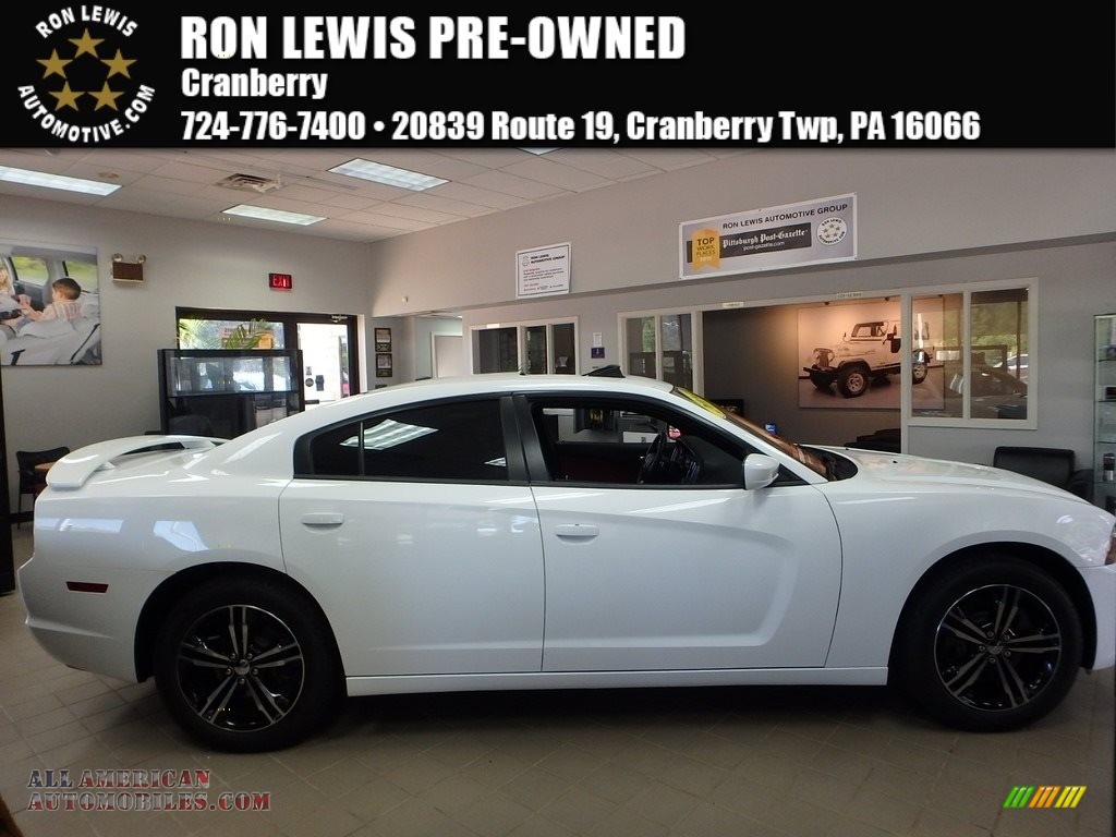 Bright White / Black/Red Dodge Charger SXT AWD