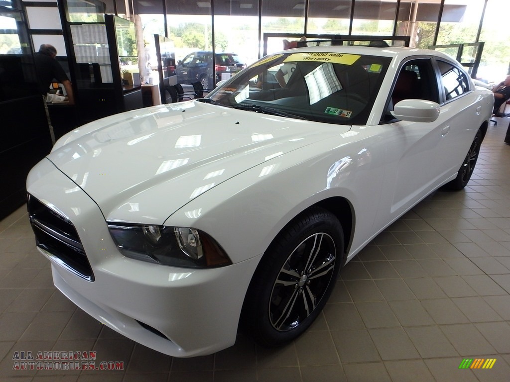 2014 Charger SXT AWD - Bright White / Black/Red photo #5