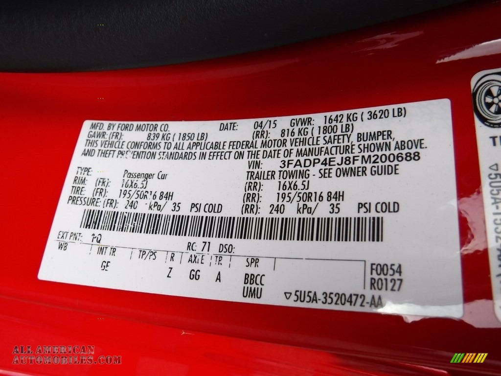 2015 Fiesta SE Hatchback - Race Red / Charcoal Black photo #34