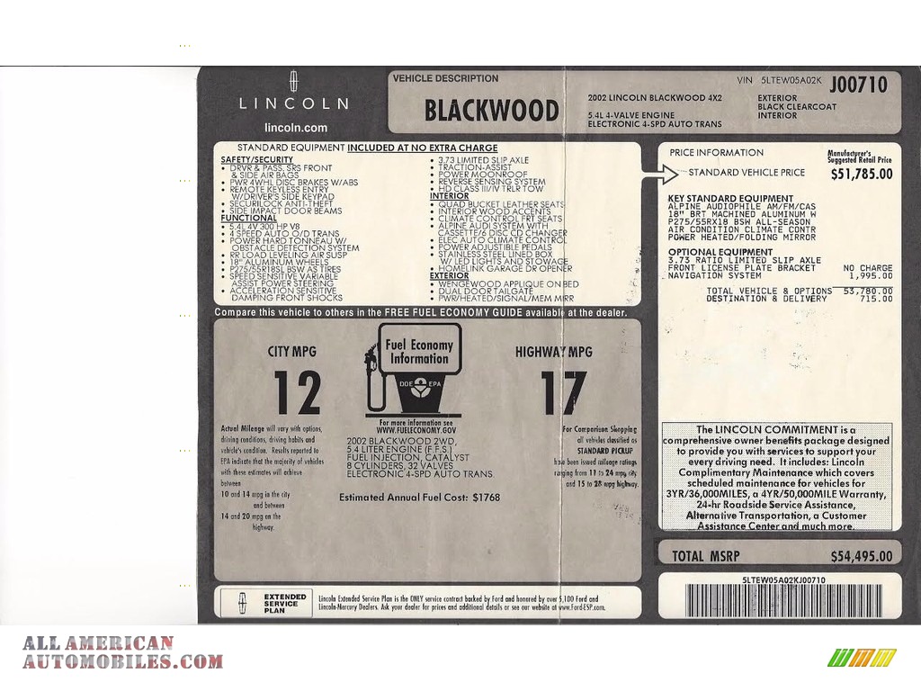 2002 Blackwood Crew Cab - Black Clearcoat / Midnight Black photo #9