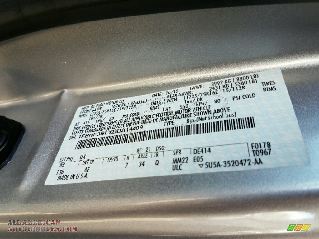 2013 E Series Van E350 XL Passenger - Ingot Silver Metallic / Medium Flint photo #22