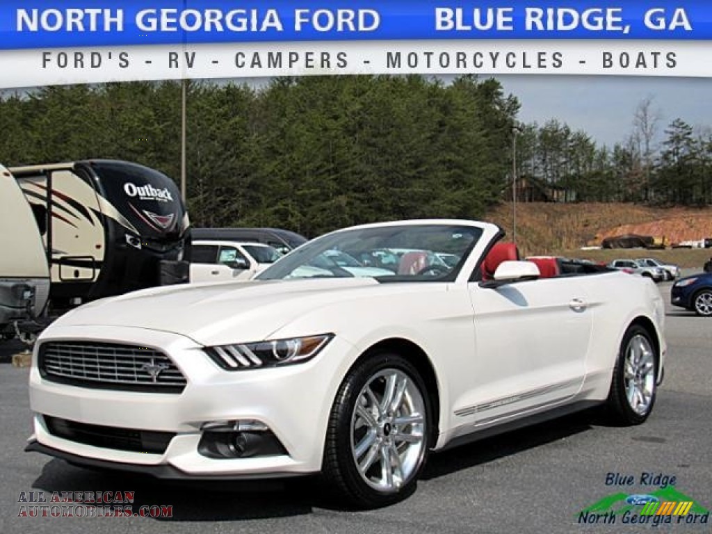 White Platinum / Red Line Ford Mustang EcoBoost Premium Convertible