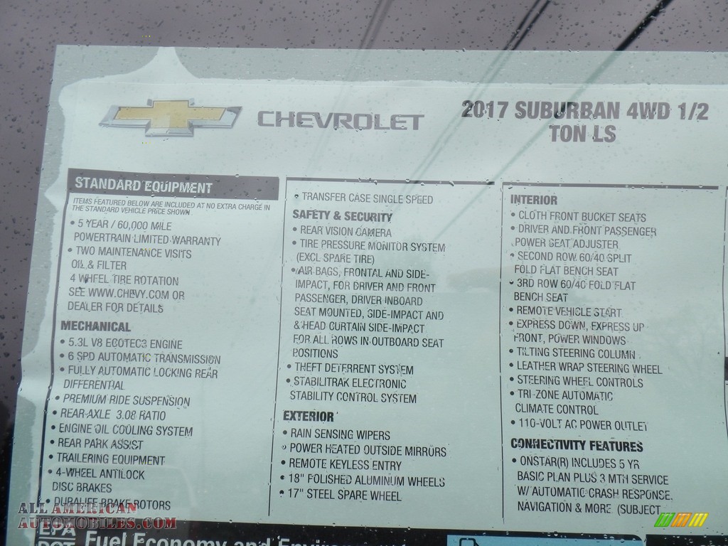2017 Suburban LS 4WD - Pepperdust Metallic / Jet Black photo #62