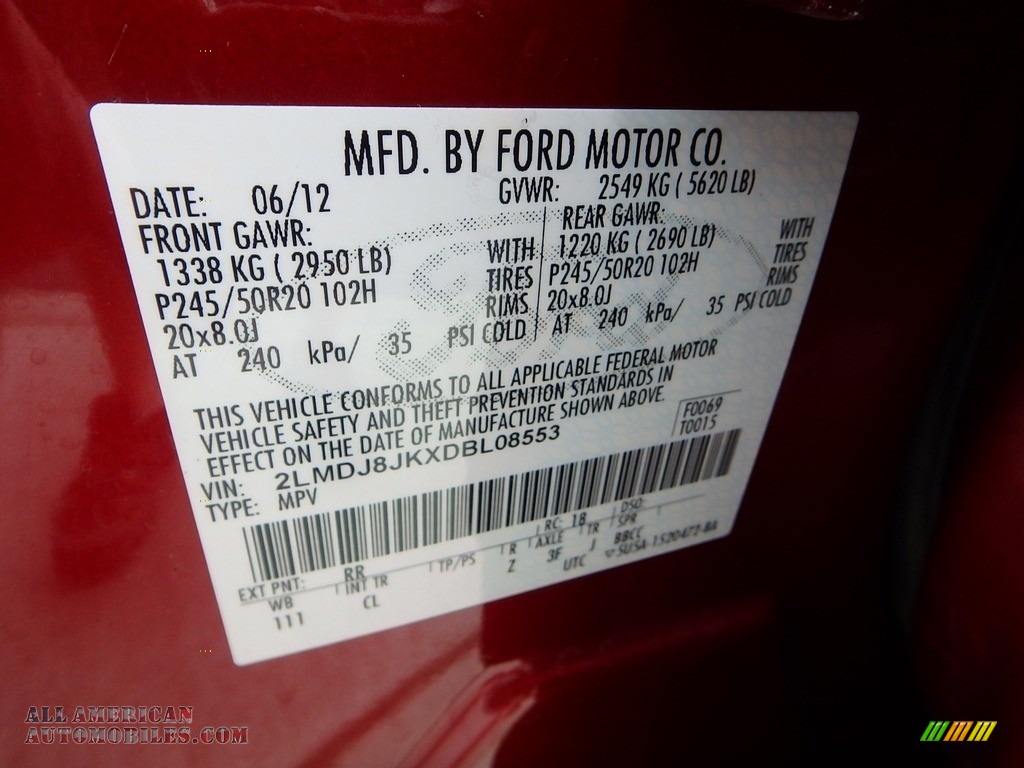 2013 MKX AWD - Ruby Red Tinted Tri-Coat / Medium Light Stone photo #23