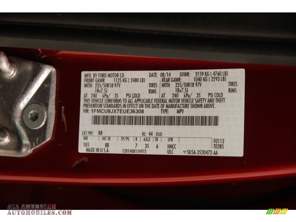 2014 Escape Titanium 1.6L EcoBoost 4WD - Ruby Red / Charcoal Black photo #17