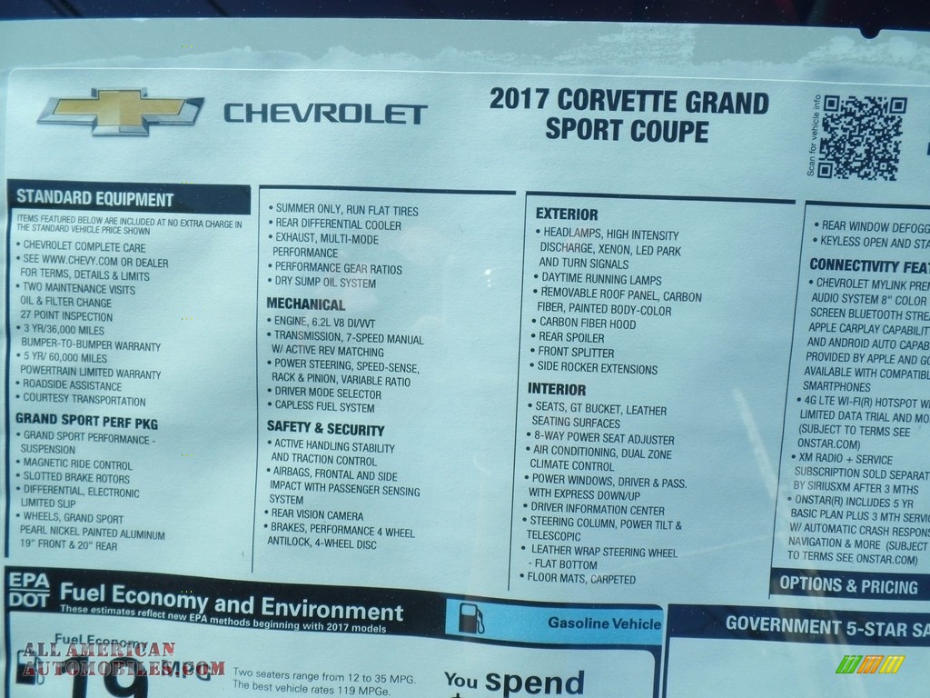 2017 Corvette Grand Sport Coupe - Watkins Glen Gray Metallic / Adrenaline Red photo #53