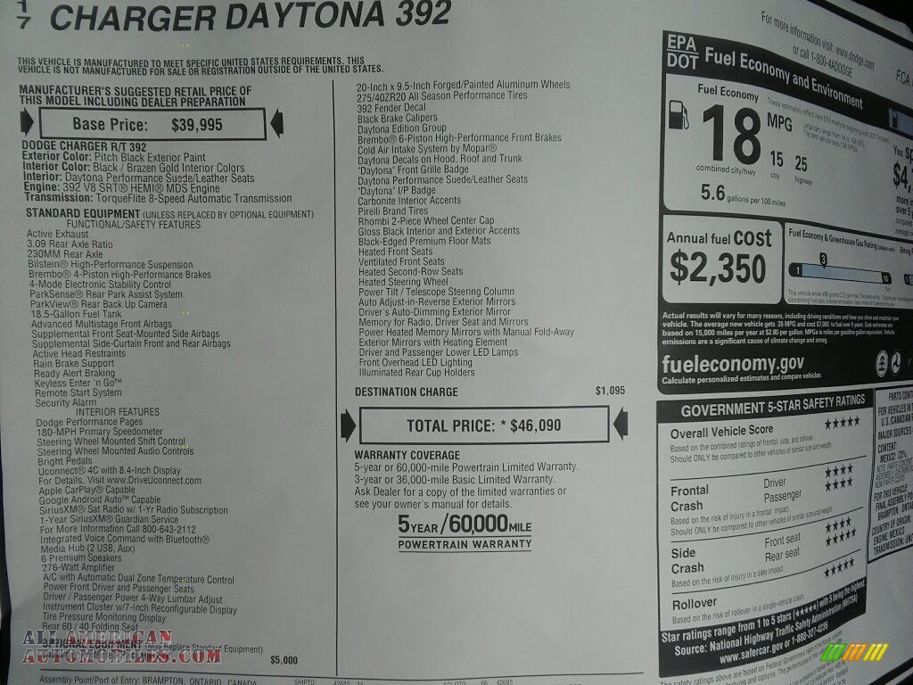 2017 Charger Daytona 392 - Pitch-Black / Black photo #35