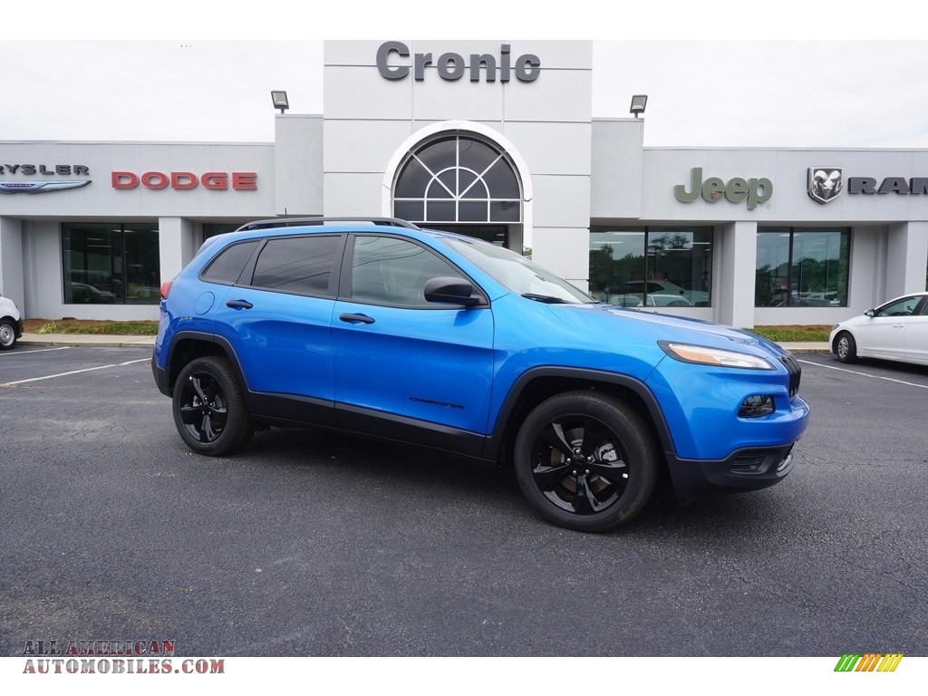 Hydro Blue Pearl / Black Jeep Cherokee Sport