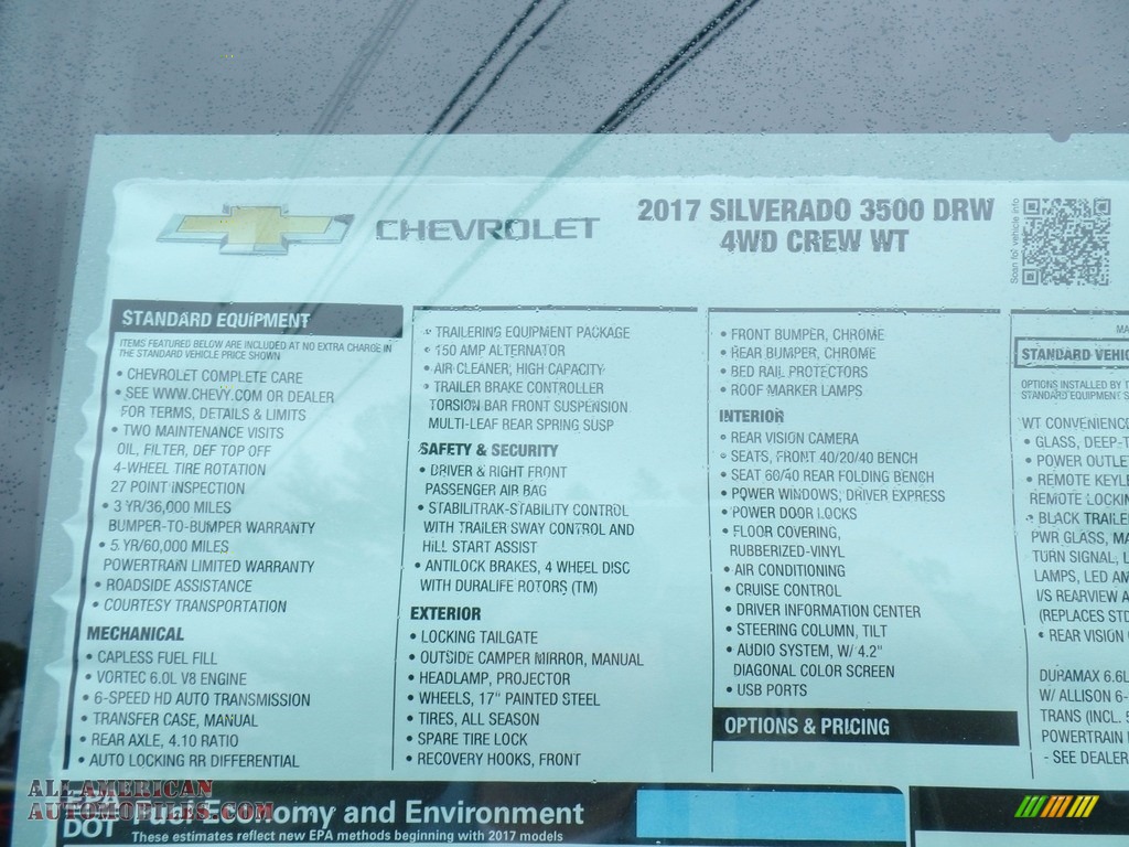 2017 Silverado 3500HD Work Truck Crew Cab Dual Rear Wheel 4x4 - Summit White / Dark Ash/Jet Black photo #57