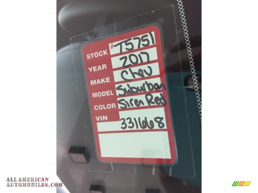 2017 Suburban LS 4WD - Siren Red Tintcoat / Jet Black photo #23