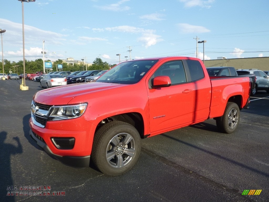 2017 Colorado WT Extended Cab 4x4 - Red Hot / Jet Black/­Dark Ash photo #1