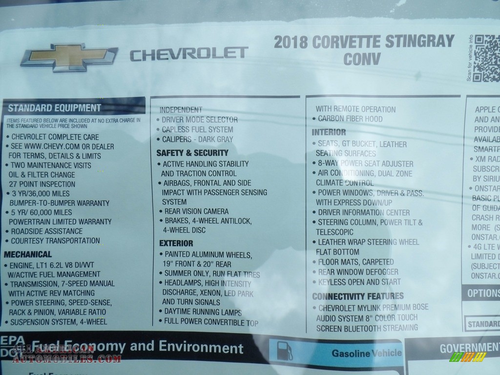 2018 Corvette Stingray Convertible - Admiral Blue Metallic / Gray photo #53