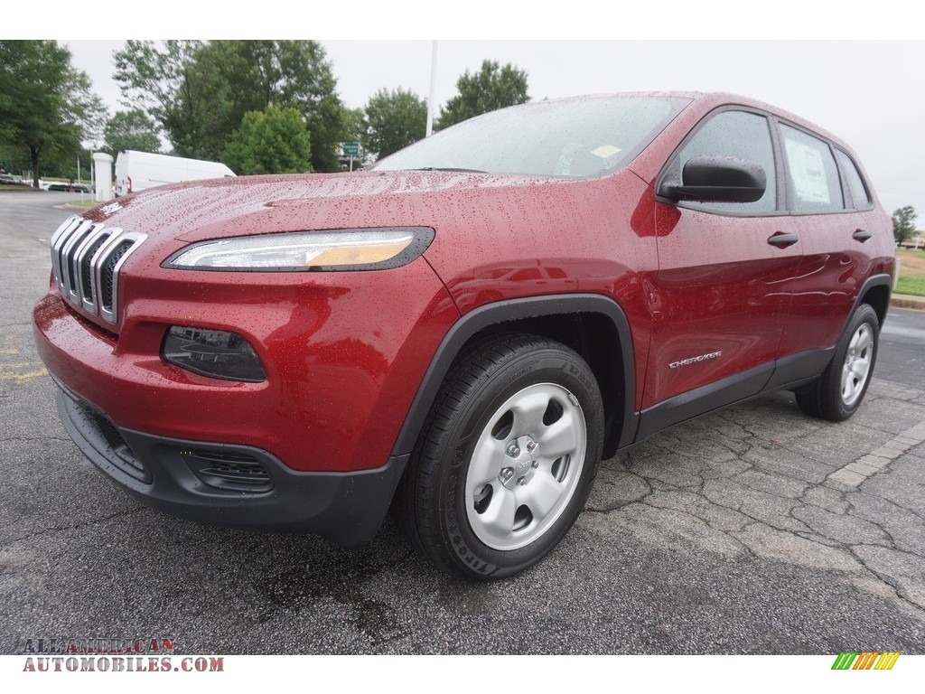 Deep Cherry Red Crystal Pearl / Black Jeep Cherokee Sport