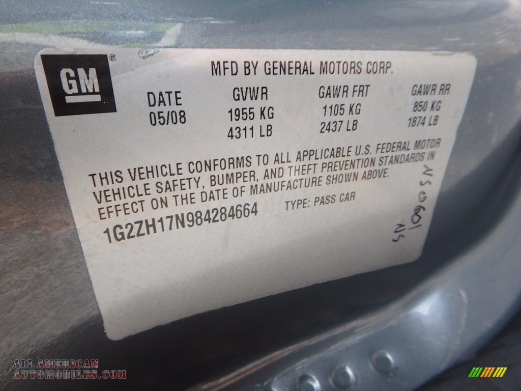 2008 G6 GT Coupe - Dark Steel Gray Metallic / Ebony Black photo #14