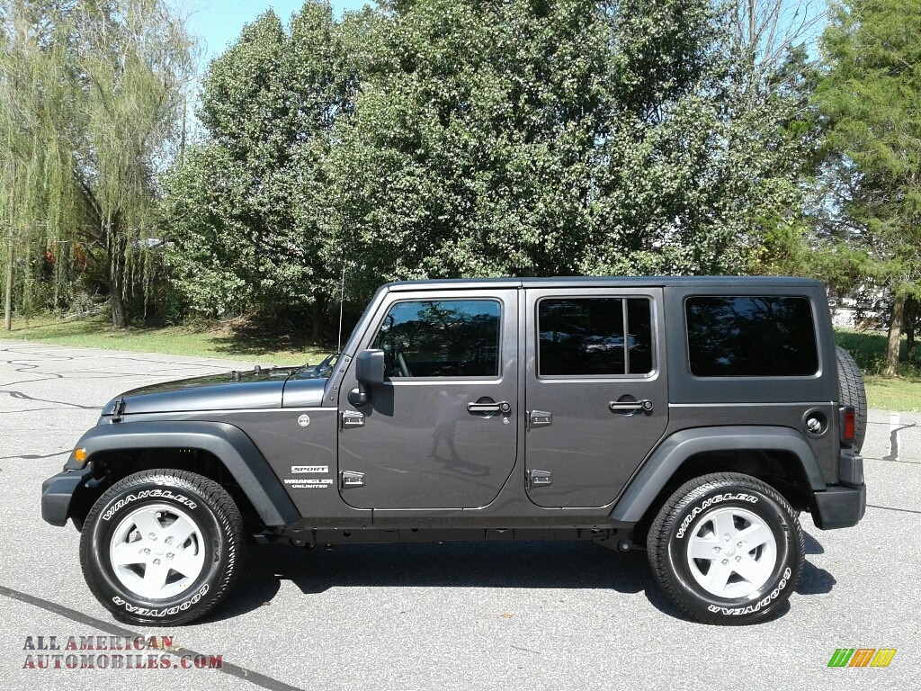 2017 Wrangler Unlimited Sport 4x4 - Granite Crystal Metallic / Black photo #1